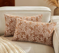 Floral Jacquard Lumbar Throw Pillow Covers Set of 2, Background/Caramal 12x20 by Unknown