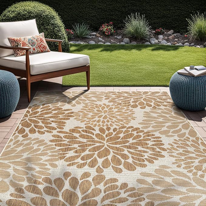 Beverly Rug Outdoor Rug 5x7 Modern Exotic Tropical Leaf Area Rugs by BeverlyRug