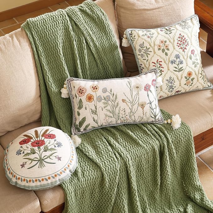 ISAENNE Design Linen Throw Pillow Covers 12"x20" Pack of 2, Lumbar Farmhouse - Image 3