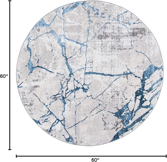 SAFAVIEH Amelia Collection 5' Round Grey/Blue ALA293F Modern Abstract - Image 2