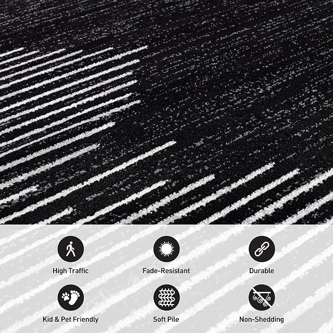 Rugshop Bohemian Stripe Stain Resistant Carpet High Traffic - Image 5