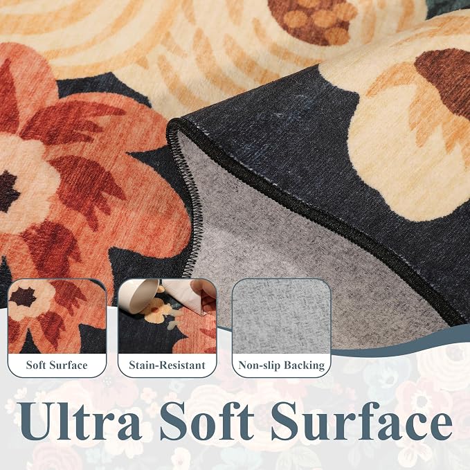 DUKINO 2x3 Entryway Rug, Floral Washable Indoor Door Mat - Image 6