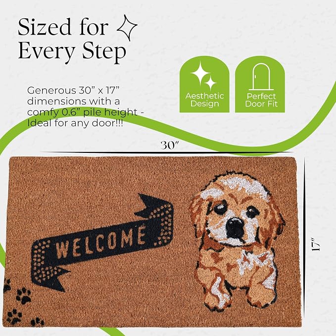 Coir Door Mats 17" X 30", Non-Slip Sturdy, PVC Backed Heavy Duty, Cute Little - Image 4
