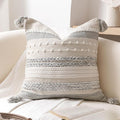 BlissBlush Gray Boho Decorative Throw Pillow Cover 18x18 Square Farmhouse by BlissBlush
