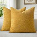 a moment Fall Mustard Yellow Chenille Throw Pillow Covers 22x22 Inch Pack of 2 by amoment
