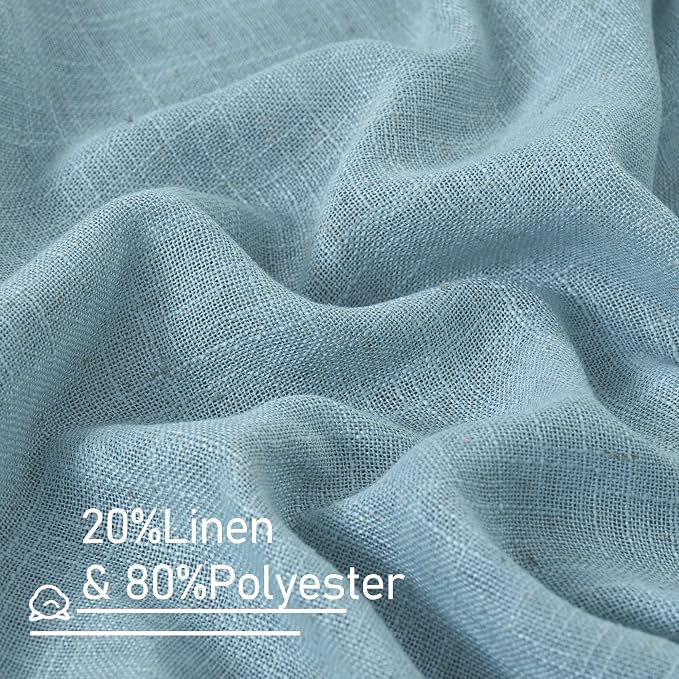 LAMIT Semi Sheer Window Linen Curtains 54 Inch, Light Filtering Panels Back Tab - Image 2