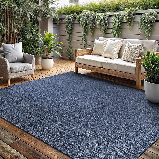 Washable Indoor Outdoor Rug 6x9 Weather Resistant Area Rugs Modern Solid - Image 3
