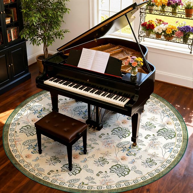 jinchan Elora 8ft Floral Round Rug - Image 3