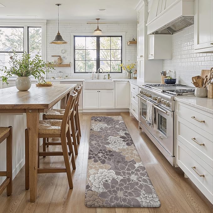 GENIMO Kitchen Mats for Floor 2PCS, Cushioned Anti Fatigue Kitchen Rugs Floral by GENIMO