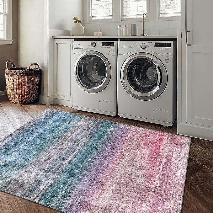 Kokia Abstract Area Rug Living Room 5x7 Colorful Washable Large Rug Bedroom - Image 8