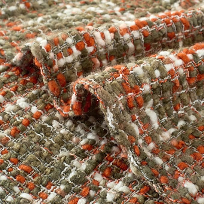 Multi-Color Orange Cable Knitted Throw Blanket - Image 3
