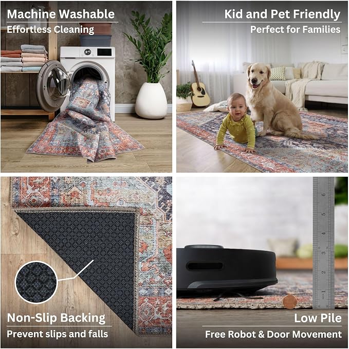 Bloom Rugs Washable Non-Slip 7 ft Runner - Image 4
