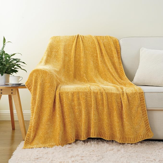 BATTILO HOME Mustard Yellow Throw Blanket - Image 2