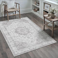 Grey Gray Area Rug 3x5 Washable Vintage Carpet by PureCozy