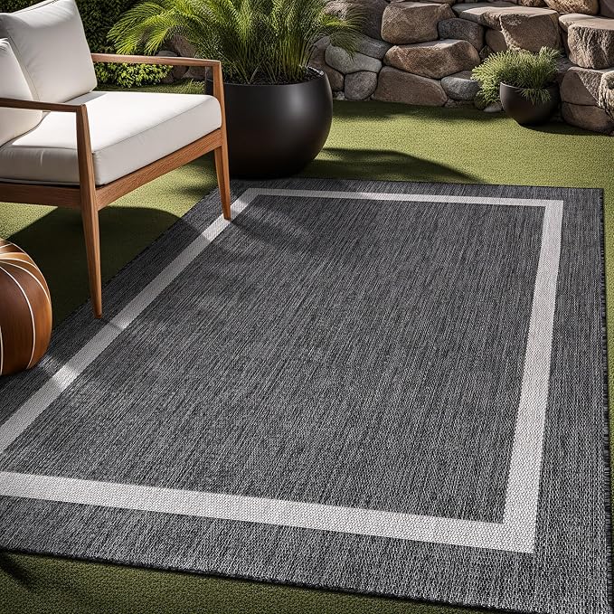 Bordered Outdoor Rug 5x7 Washable Outside Carpet - Image 9