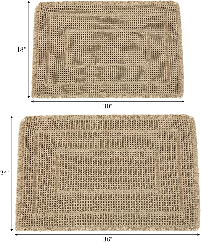 Bath Rugs Mat, Upgraded Waffle Bath mat, Super Absorbent Non Slip Bath Rugs - Image 2