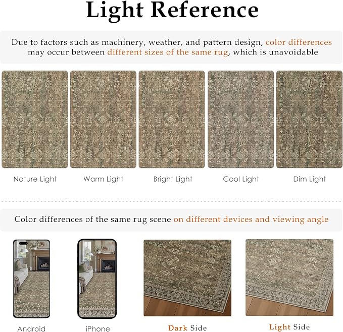 4x6 Brown Area Rug Washable Vintage Distressed Office Carpet Low Pile Entryway - Image 2
