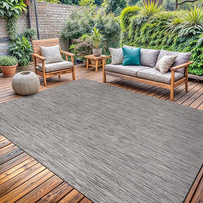Washable Indoor Outdoor Rug 6x9 Weather Resistant Area Rugs Modern Solid by LenaRug