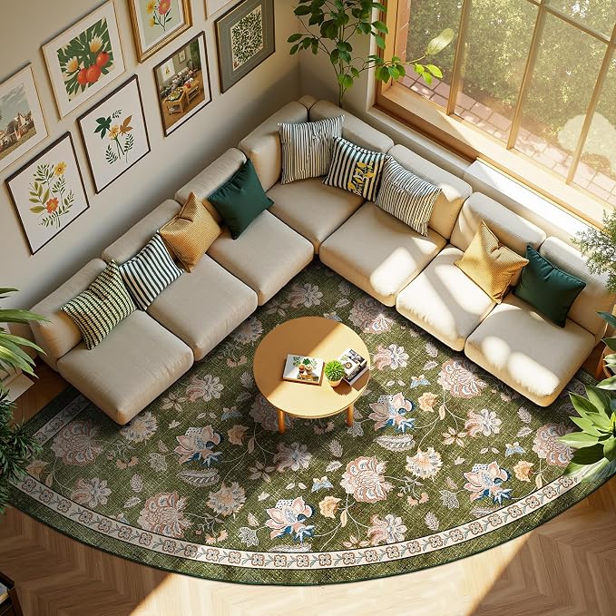 jinchan Elora Floral Corner Rug by JINCHAN