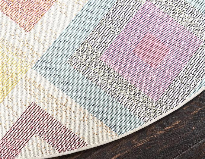 Unique Loom Estrella Collection Colorful, Squares Modern, Abstract Area Rug - Image 9