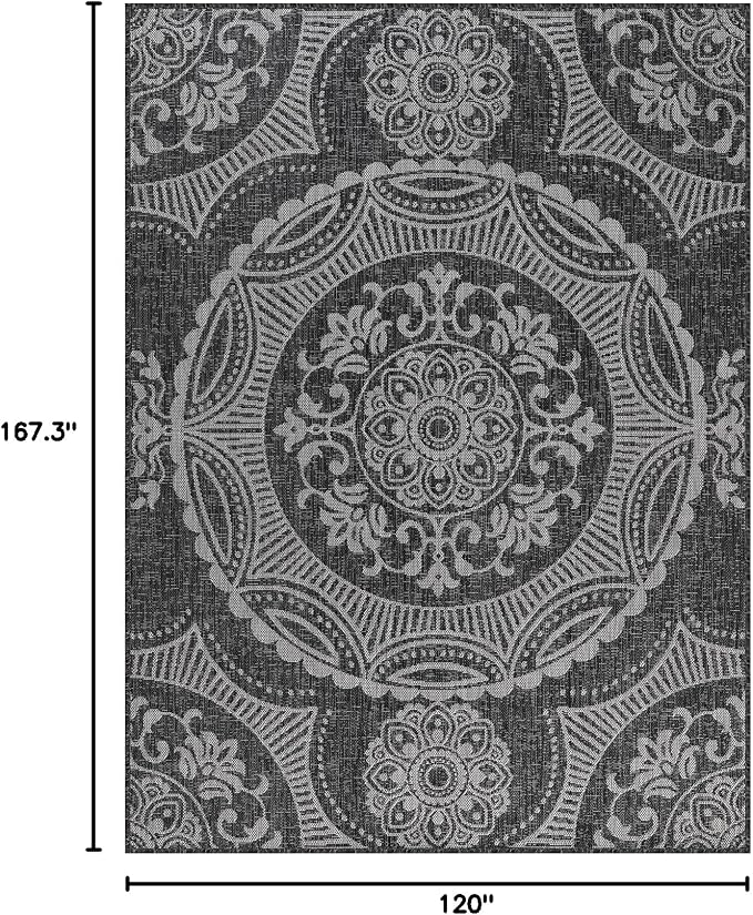 Medallion Outdoor Rug 10x14 Washable Outside Carpet - Image 2