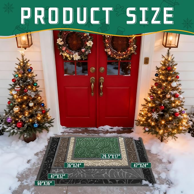 Yimobra Door Mat Outside Entrance 29.5x17, Waterproof Sturdy Outdoor Mats - Image 2