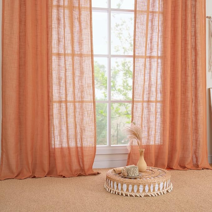 LAMIT Linen Semi Sheer Curtains 96 inches Long 2 Panels Set, Light Filtering - Image 9