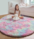 ONASAR Rainbow Round Area Rug 4ft, Soft Bedroom Circle Rugs Mats by ONASAR