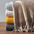 EP Mode Fringed Mulberry Silk Throw Blanket by EPMode