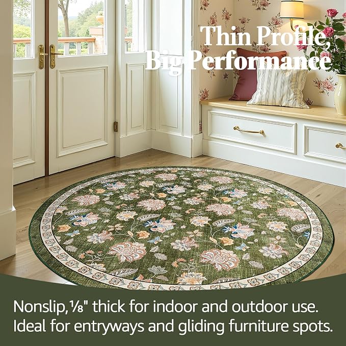 jinchan Elora 5ft Floral Round Rug - Image 5