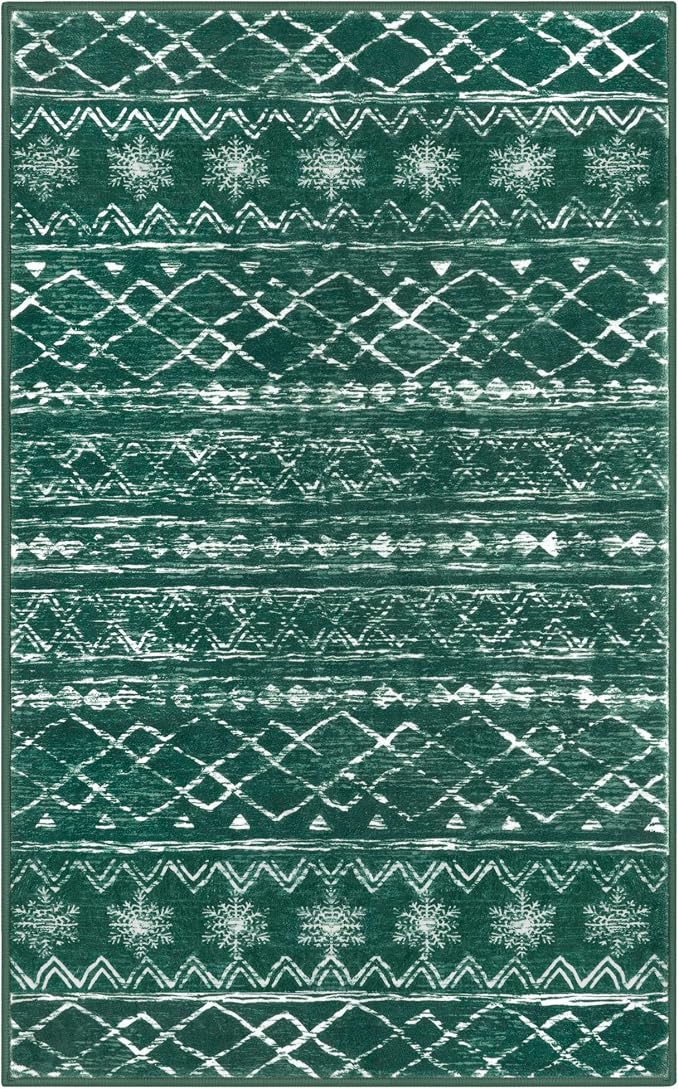KUTA Christmas Rugs for Entryway, Ultra Soft Vintage Geometric Low-Pile Indoor - Image 8