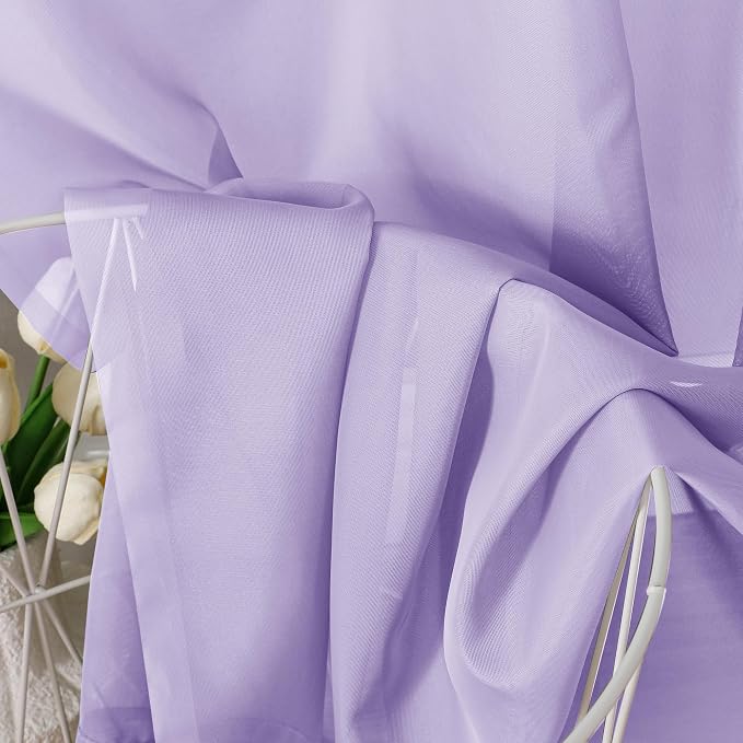 OVZME Lavender Sheer Curtains 54 Inches Long 2 Panels - Image 2