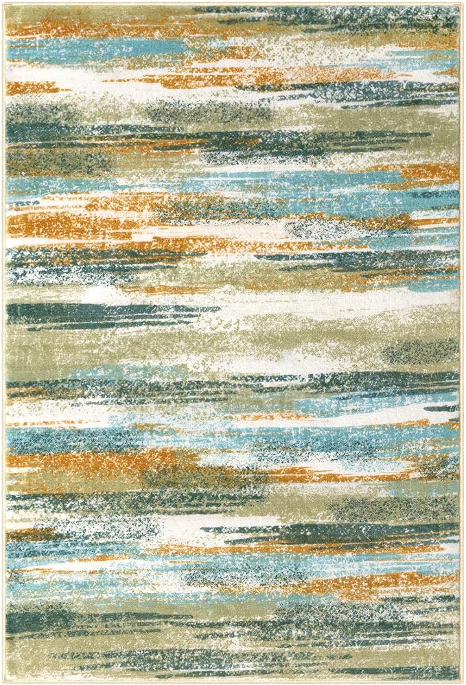 Modern Abstract 4x6 Living Room Washable Rug Non-Slip Soft Bedroom Area Rug - Image 9