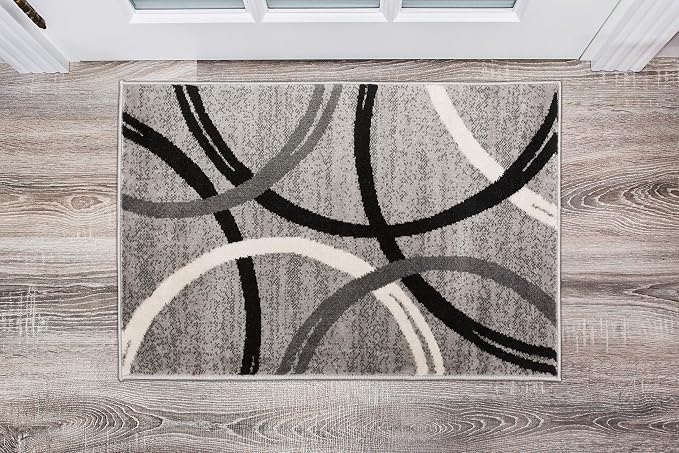 Rugshop Wavy Circles Design Accent Rug, Carpet - Image 7
