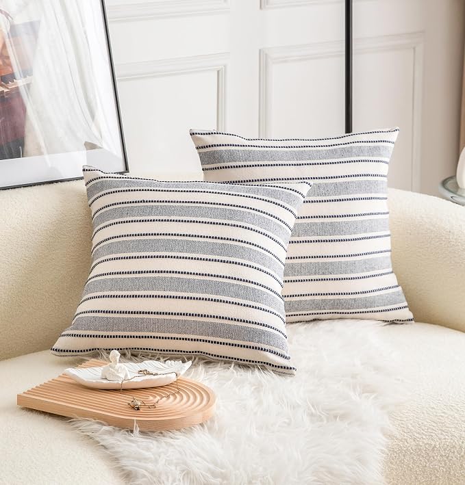 Decorative Boho Throw Pillow Covers, Farmhouse Textured Pillow Case, 20 x 20 - Image 4