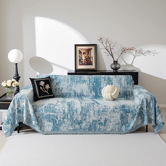 MEETSKY Boho Couch Cover for 2 Cushion Couch Sofa, Chenille Sofa Cover for - Image 2
