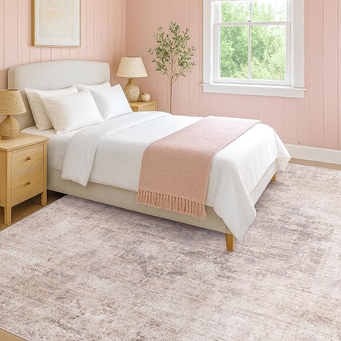 Modern Pink Abstract Area Rugs 9x12 - Image 3