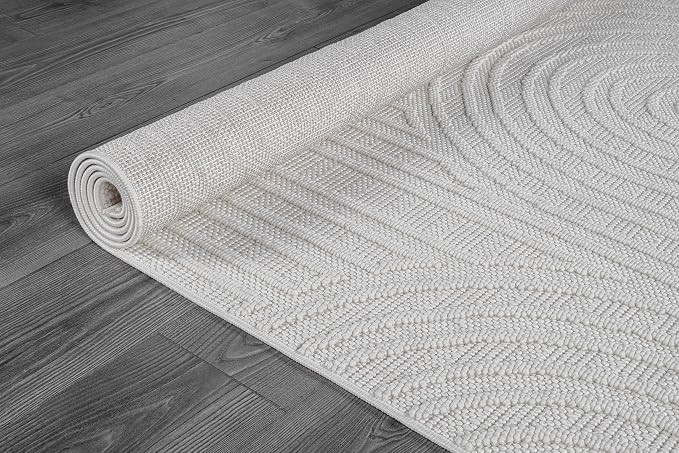 Beverly Rug Micro Loop Area Rug White 5x7 Modern Luxury Soft Circle Geometric - Image 8