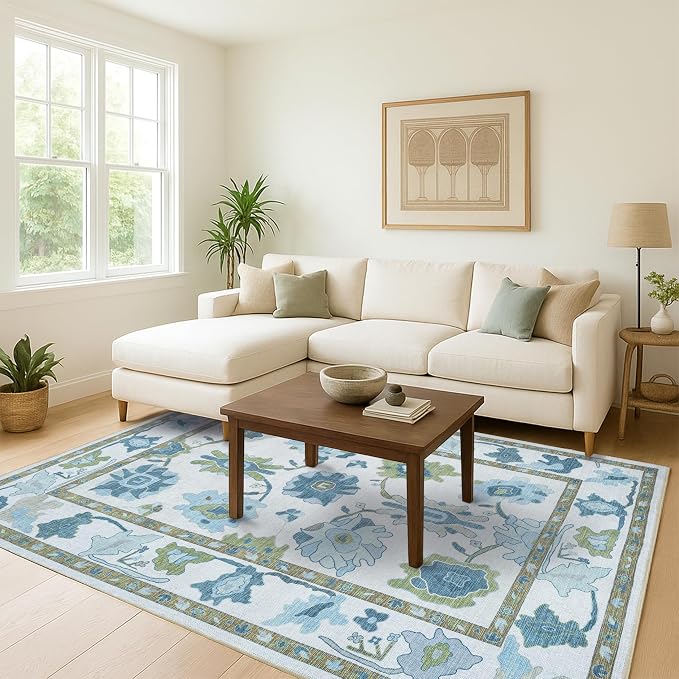 Fame Living Green Oushak Rug, Large Area Rugs - Image 2