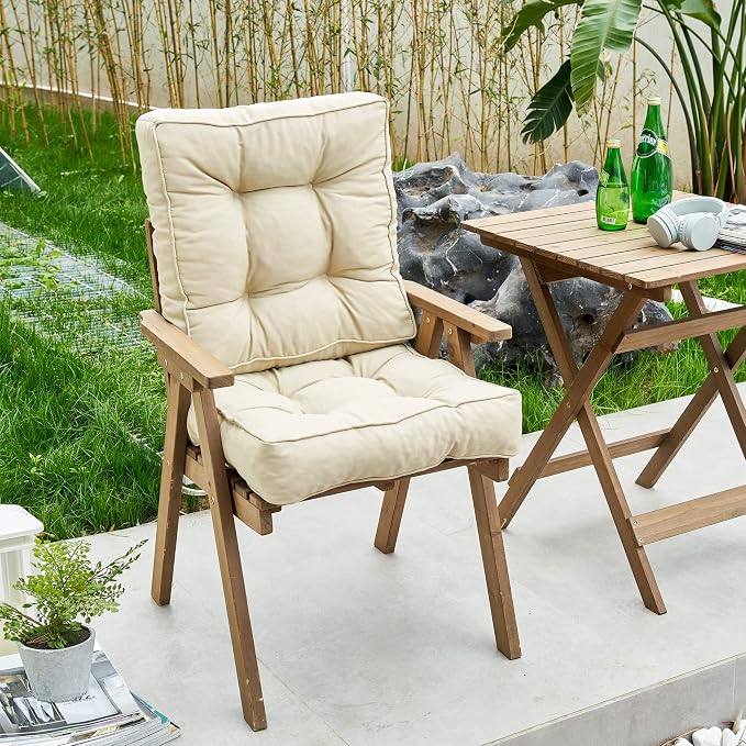 ARTPLAN Outdoor Seat Cushion, Square Thick Tufted Pure Chair Cushion - Image 3
