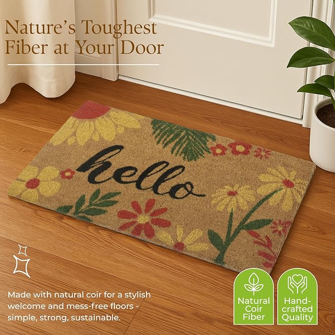 Coir Door Mats 17" X 30", Non-Slip Sturdy, PVC Backed Heavy Duty, Vibrance of - Image 2