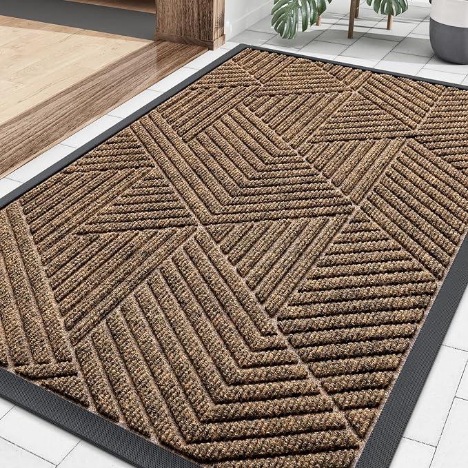 Smiry Front Door Mat Outside Entrance, Heavy Duty Sturdy Natural Rubber Doormat by Smiry