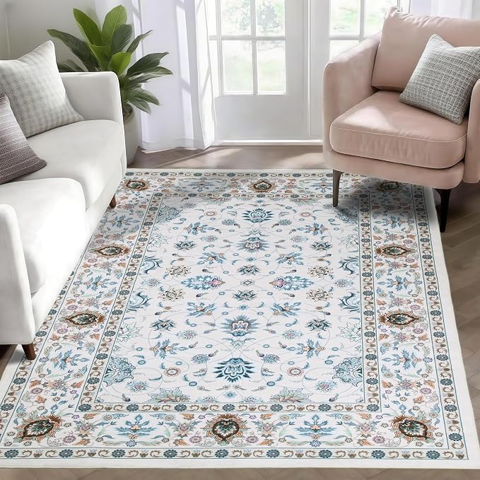 WILLSUN Washable Area Rugs, 4x6 Non-Slip Boho Large Area Rugs by Embracethewarmthofhome