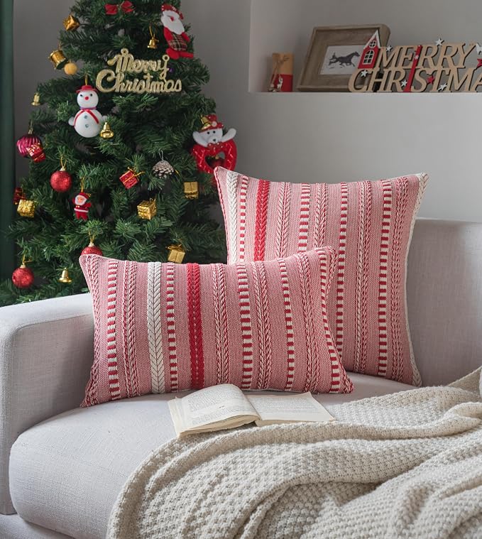 Christmas Pillow Covers 12x20 Inch Set of 2, Farmhouse Boho Christmas - Image 4