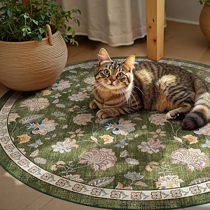 jinchan Elora 6ft Floral Round Rug - Image 4