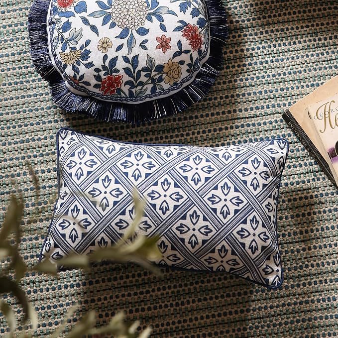 patdrea Designer Throw Pillow Covers Set of 2, Chinoiserie Blue Elegant Linen - Image 3