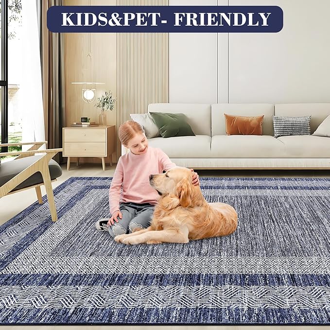 GarveeHome 2x6 Modern Bordered Runner Rug Soft Non Slip Runner Washable Non - Image 6