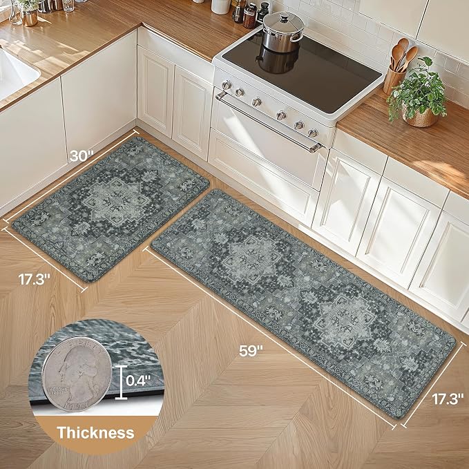 GENIMO Kitchen Mats for Floor 2PCs, Washable Anti Fatigue Mat for Cushioned - Image 2