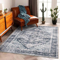 Area Rug 5'x7' Dark Blue Washable Vintage Traditional Floor Cover Thin Retro by CHAMPLANT