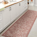 JONATHAN Y Weave Floral Indoor Outdoor Runner Rug 2X8 Red/Taupe, Tela Bohemian by JONATHANY